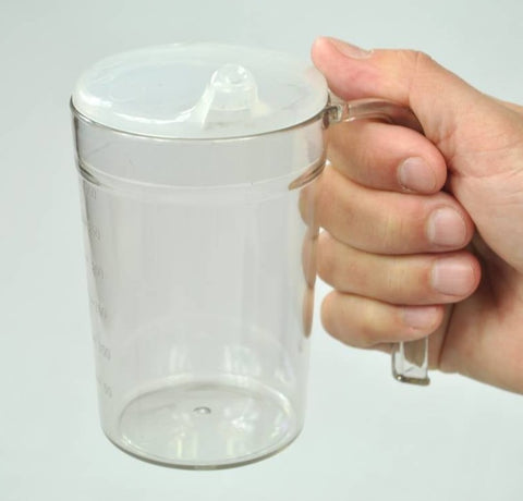 Clear Drinking Cup with handle & 2 lids